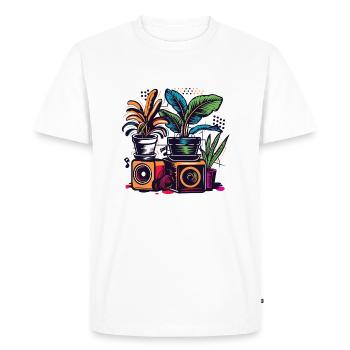 Plantes et musique - Impression de mode de haute qualité - T-shirt Premium bio Homme - blanc - Devant - Nico (187cm)
