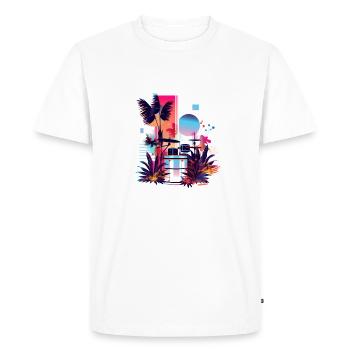 Plantes et musique - Impression de mode de haute qualité - T-shirt Premium bio Homme - blanc - Devant - Nico (187cm)