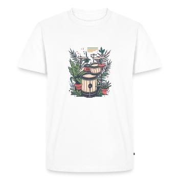 Plantes et musique - Impression de mode de haute qualité - T-shirt Premium bio Homme - blanc - Devant - Nico (187cm)