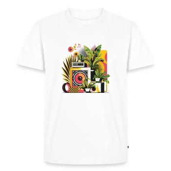 Plantes et musique - Impression de mode de haute qualité - T-shirt Premium bio Homme - blanc - Devant - Nico (187cm)