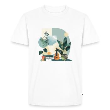 Plantes et musique - Impression de mode de haute qualité - T-shirt Premium bio Homme - blanc - Devant - Nico (187cm)
