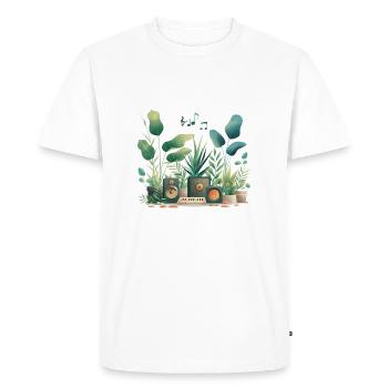 Plantes et musique - Impression de mode de haute qualité - T-shirt Premium bio Homme - blanc - Devant - Nico (187cm)