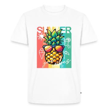 Sensations estivales avec ananas rétro - T-shirt Premium bio Homme - blanc - Devant - Nico (187cm)