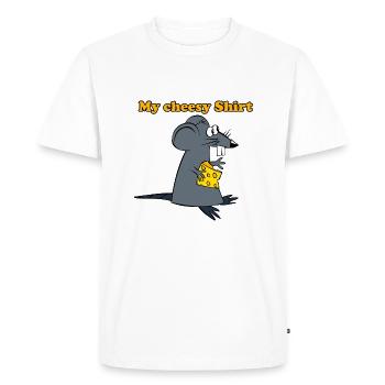 Ma souris cheesy shirt avec fromage anti romance kitsch - T-shirt Premium bio Homme - blanc - Devant - Nico (187cm)