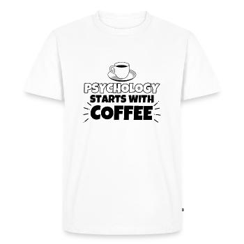 Psychology Coffee funny saying - Men's Premium Organic T-Shirt - white - Front - Nico (187cm)
