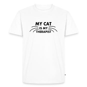 my cat is my therapist - T-shirt Premium bio Homme - blanc - Devant - Nico (187cm)