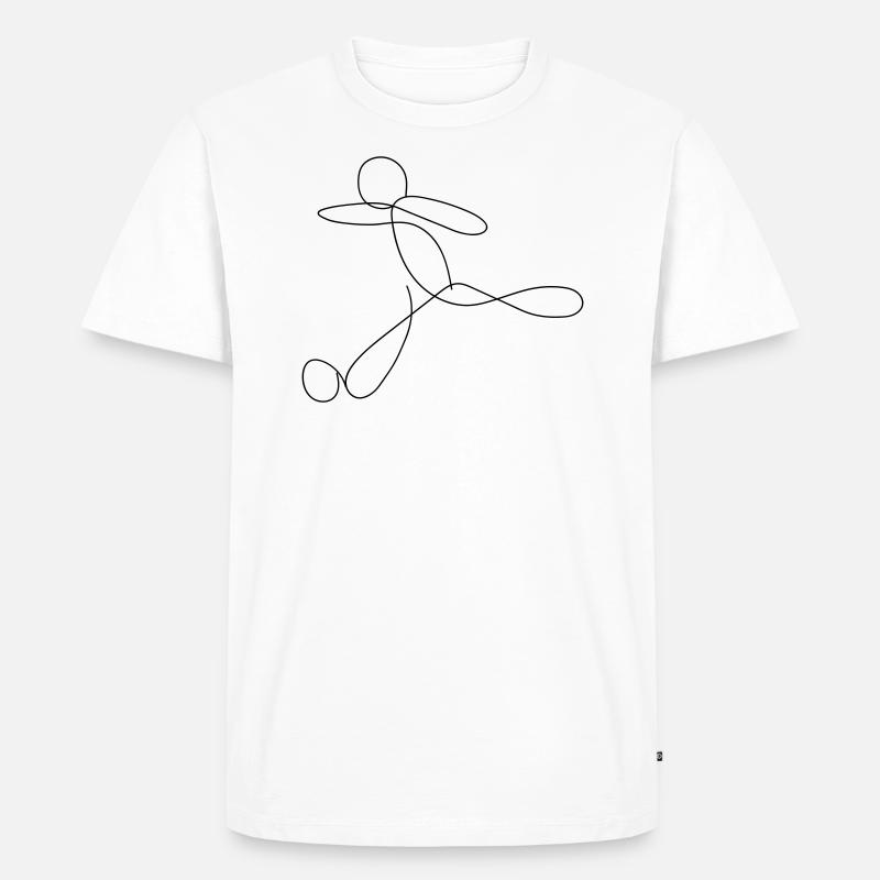Fußball Line Art - Männer Premium Bio T-Shirt - Weiß