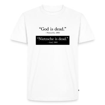 God is Dead - Nietzsche is dead - T-shirt Premium bio Homme - blanc - Devant - Nico (187cm)