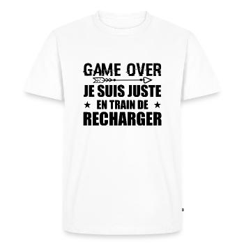 Game Over ? Je Suis Juste En Train De Recharger - T-shirt Premium bio Homme - blanc - Devant - Nico (187cm)