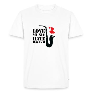 La musique rassemble tout le monde, la musique, l’amour - T-shirt Premium bio Homme - blanc - Devant - Nico (187cm)