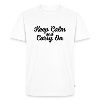 Keep Calm and Carry On - Men's Premium Organic T-Shirt - white - Front - Nico (187cm)