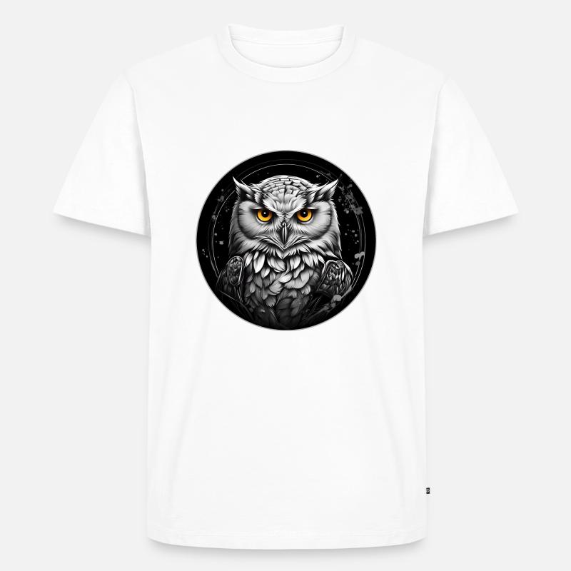 Schneeeulenportrait Schneeeule Eulengrafik - Männer Premium Bio T-Shirt - Weiß