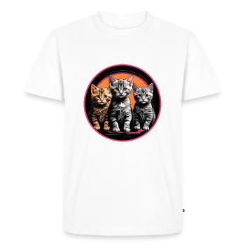 Trois chatons mignons dans un cadre rond - T-shirt Premium bio Homme - blanc - Devant - Nico (187cm)
