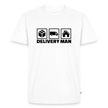 Delivery man - T-shirt Premium bio Homme - blanc - Devant - Nico (187cm)