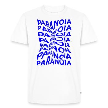 paranoia, optical illusion of liquid typography - Men's Premium Organic T-Shirt - white - Front - Nico (187cm)