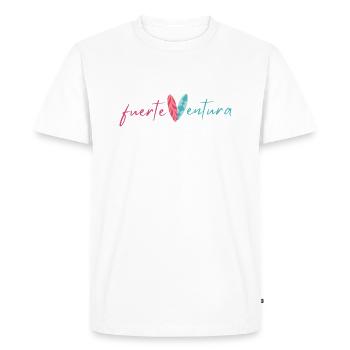 fuerteVentura Surfboard Design (deux couleurs) - T-shirt Premium bio Homme - blanc - Devant - Nico (187cm)
