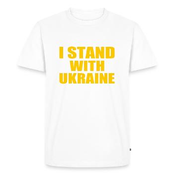 I stand with ukraine - T-shirt Premium bio Homme - blanc - Devant - Nico (187cm)
