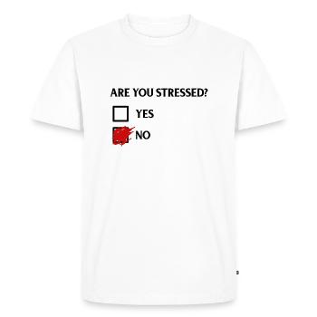 Est-ce que vous êtes stressé ? - T’es stressé ? - T-shirt Premium bio Homme - blanc - Devant - Nico (187cm)