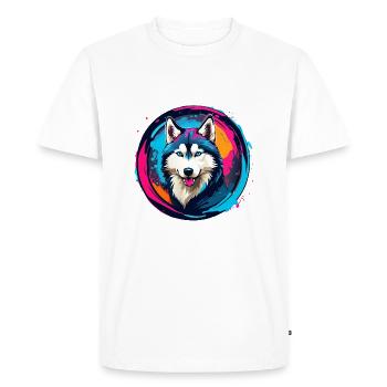 Siberian Husky Husky Portrait on Color Wheel - Men's Premium Organic T-Shirt - white - Front - Nico (187cm)