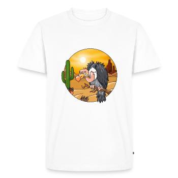 Impatient vulture on branch in the desert - Men's Premium Organic T-Shirt - white - Front - Nico (187cm)