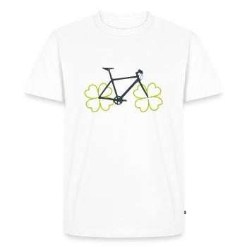 Vélo avec des pneus de trèfle porte-bonheur - T-shirt Premium bio Homme - blanc - Devant - Nico (187cm)