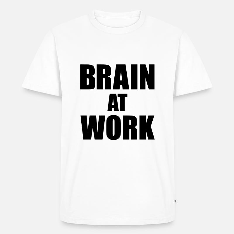Brain at work - Männer Premium Bio T-Shirt - Weiß