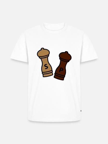 Peper en zout / cadeau idee hobbykok / kruiden - Mannen Premium Bio T-shirt - wit