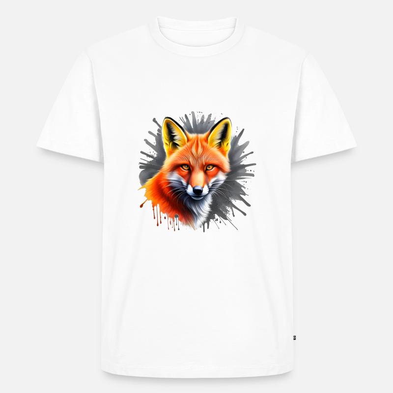 Fuchs Splash-Design - Männer Premium Bio T-Shirt - Weiß