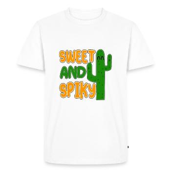 Sweet and Spiky – Funny Cactus Saying Sweet - Men's Premium Organic T-Shirt - white - Front - Nico (187cm)