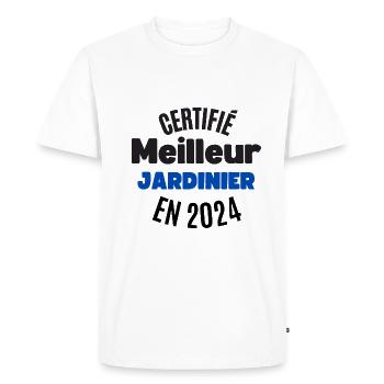 certifié meilleure jardinier en 2024 - T-shirt Premium bio Homme - blanc - Devant - Nico (187cm)