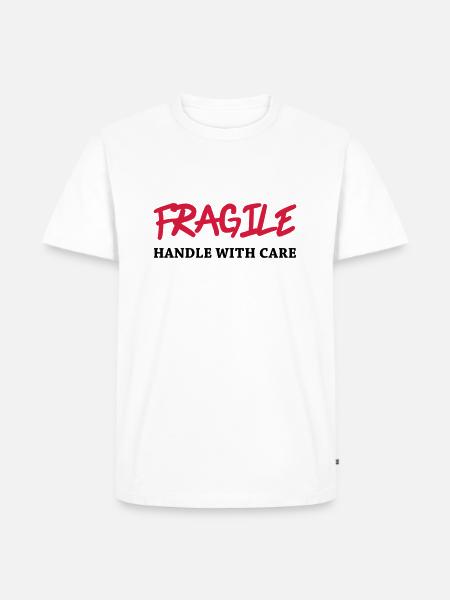 Fragile - Handle with care - Männer Premium Bio T-Shirt - Weiß