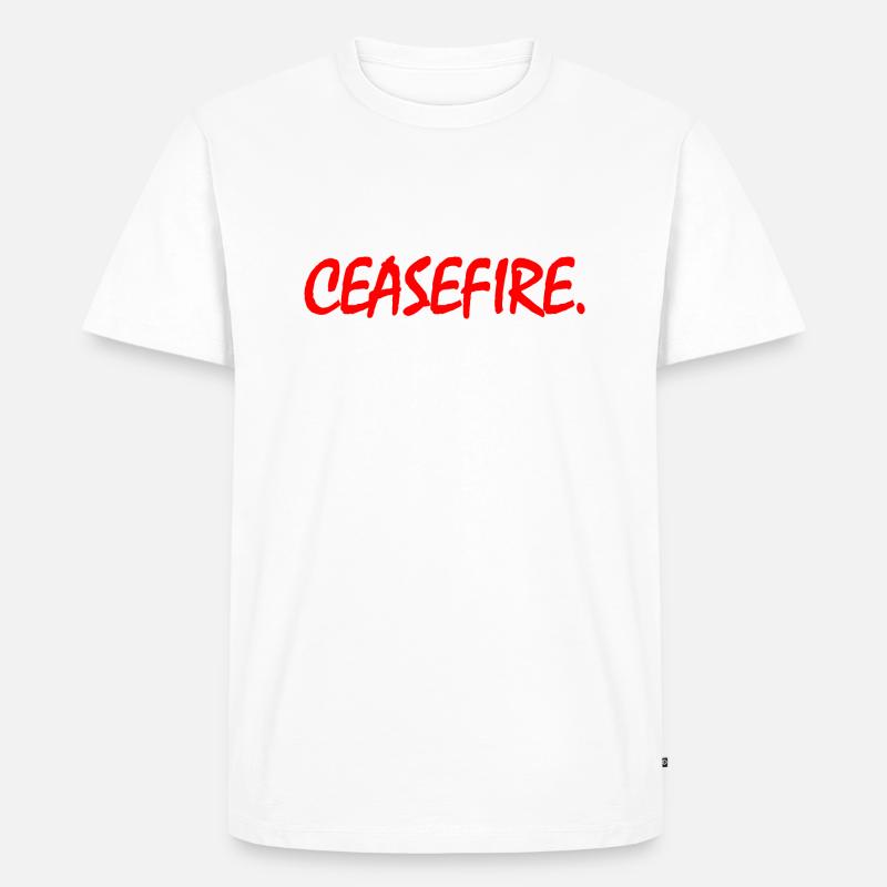 Ceasefire now - Männer Premium Bio T-Shirt - Weiß