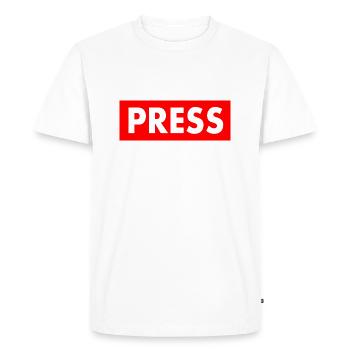 Press - Men's Premium Organic T-Shirt - white - Front - Nico (187cm)
