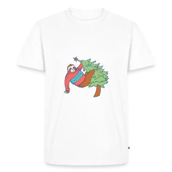 Take It Slow Ho Ho Ho Christmas Sloth - Men's Premium Organic T-Shirt - white - Front - Nico (187cm)
