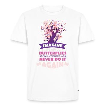 Imaginez une vie sans papillons - T-shirt Premium bio Homme - blanc - Devant - Nico (187cm)