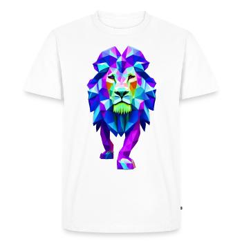 Blue polygonal lion - Men's Premium Organic T-Shirt - white - Front - Nico (187cm)