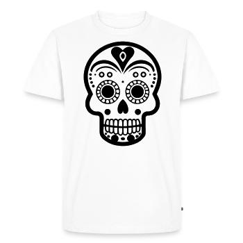 tete de mort mexicaine - T-shirt Premium bio Homme - blanc - Devant - Nico (187cm)