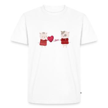 Katze Cartoon Paar Chat Bande Dessinée Couple - T-shirt Premium bio Homme - blanc - Devant - Nico (187cm)