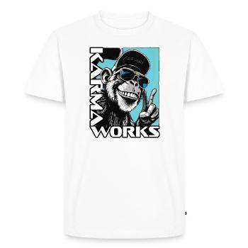 Karma Works – Cool Monkey with Sunglasses - Men's Premium Organic T-Shirt - white - Front - Nico (187cm)