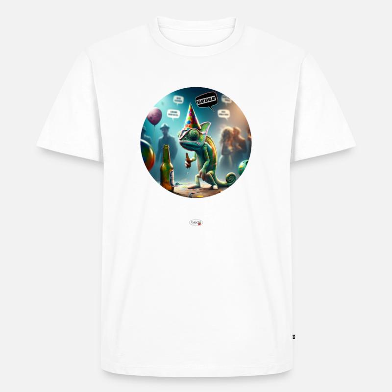 Frag mich mal was gestern war Chamäleon - Männer Premium Bio T-Shirt - Weiß