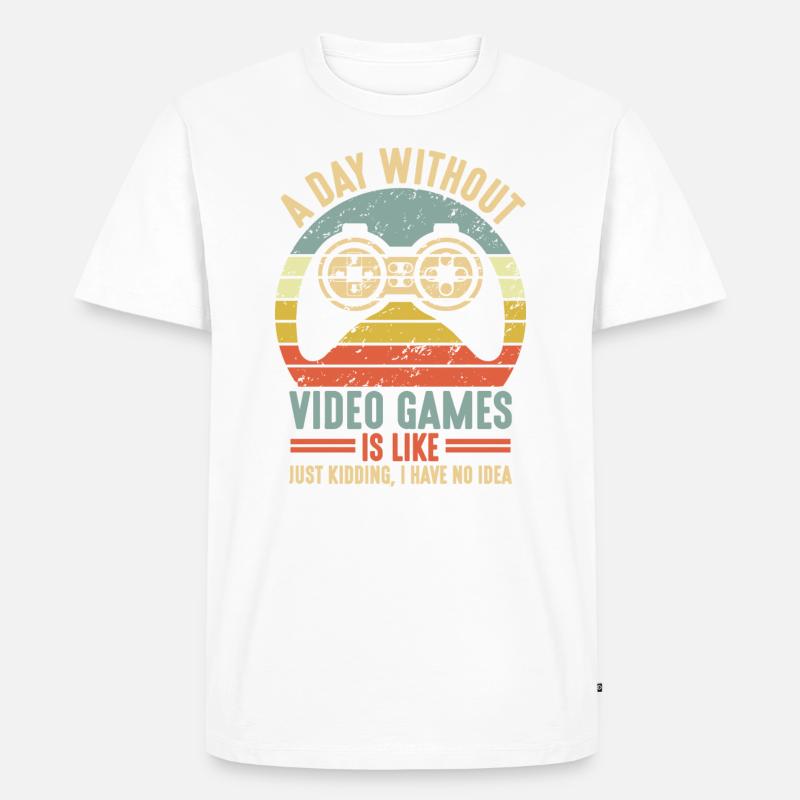 A Day without Gaming is like... | Grunge Effekt - Männer Premium Bio T-Shirt - Weiß