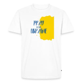 Pray for Ukraine Peace Symbol World Peace - Men's Premium Organic T-Shirt - white - Front - Nico (187cm)