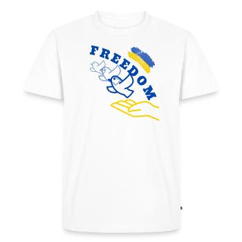 Ukraine Drapeau de la paix Colombe Russie Guerre Paix - T-shirt Premium bio Homme - blanc - Devant - Nico (187cm)