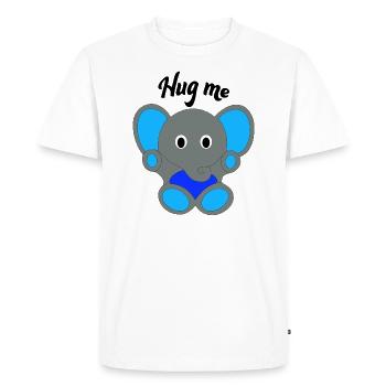 Elephant Blue Hug Me | boys, cute, babe - Men's Premium Organic T-Shirt - white - Front - Nico (187cm)