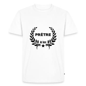 Prêtre / Pretre / Curé / Catho / Catholique - T-shirt Premium bio Homme - blanc - Devant - Nico (187cm)