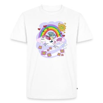 Unicorn Rainbow Ride to Love - Men's Premium Organic T-Shirt - white - Front - Nico (187cm)