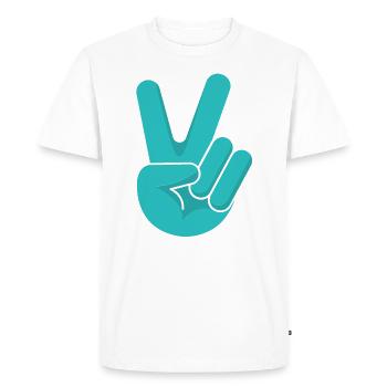 Amour Liberté Paix Espoir Signe de la main - T-shirt Premium bio Homme - blanc - Devant - Nico (187cm)