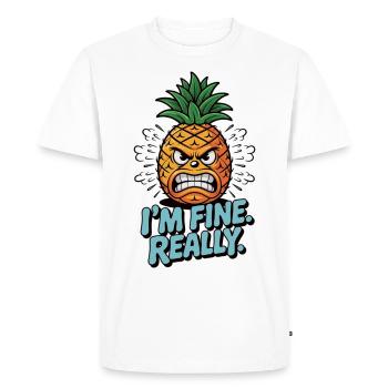 Sarcasme à l’ananas - je vais bien. Vraiment! - T-shirt Premium bio Homme - blanc - Devant - Nico (187cm)