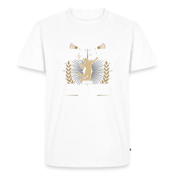 Badminton Unterschätze niemals einen alten Mann - Männer Premium Bio T-Shirt - Weiß - Vorne - Nico (187cm)