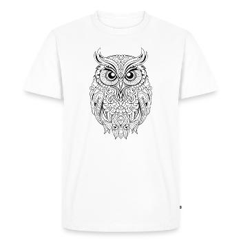 Hibou Boho magique mythique avec des motifs - T-shirt Premium bio Homme - blanc - Devant - Nico (187cm)